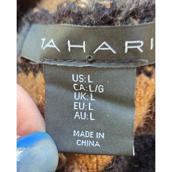 Tahari Camel Black Buffalo Check Wool Blend Turtleneck Tunic L - Picture 10 of 10